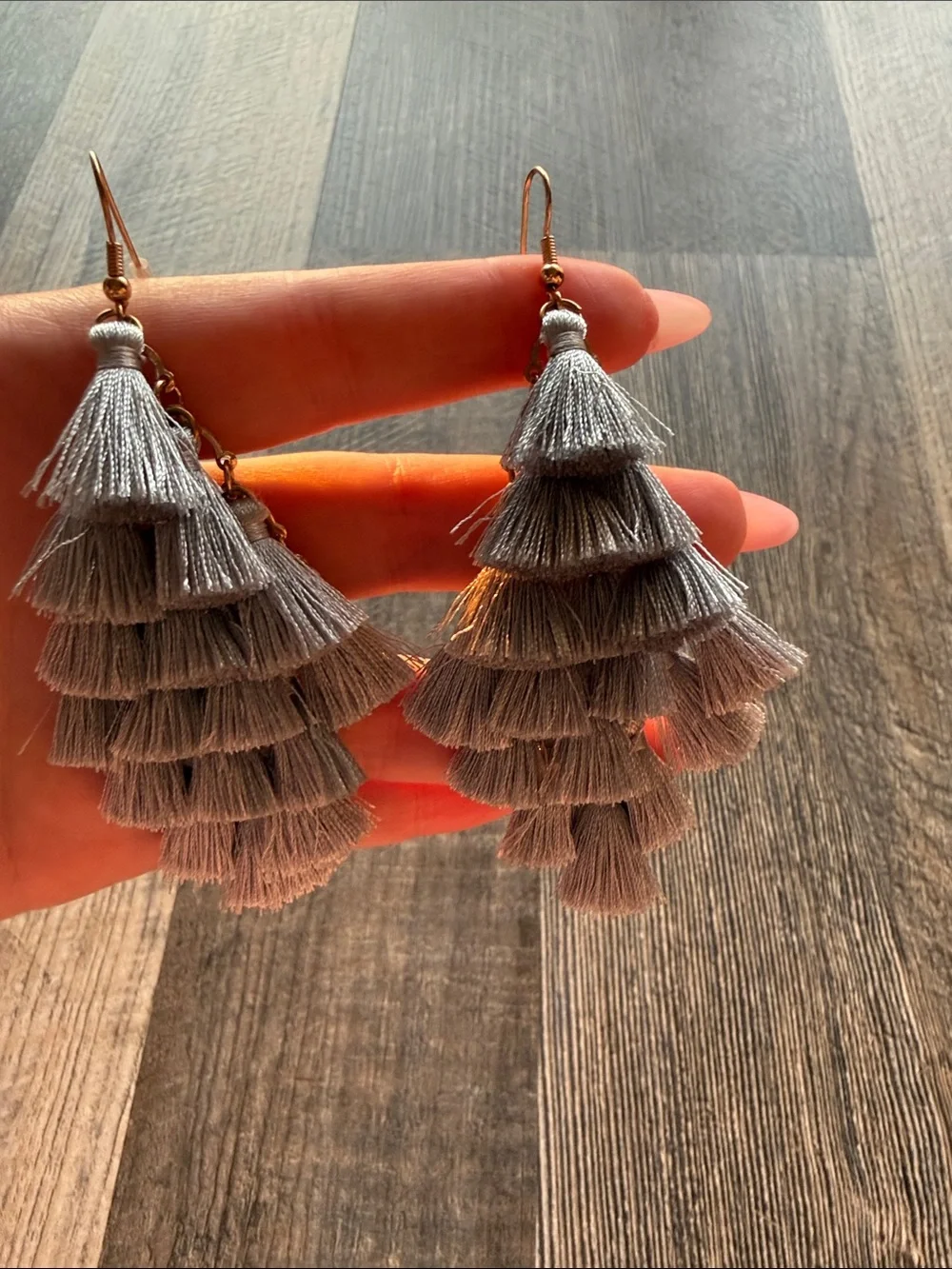 Blue Layered Tassel Drop Earrings - Women Jewelry